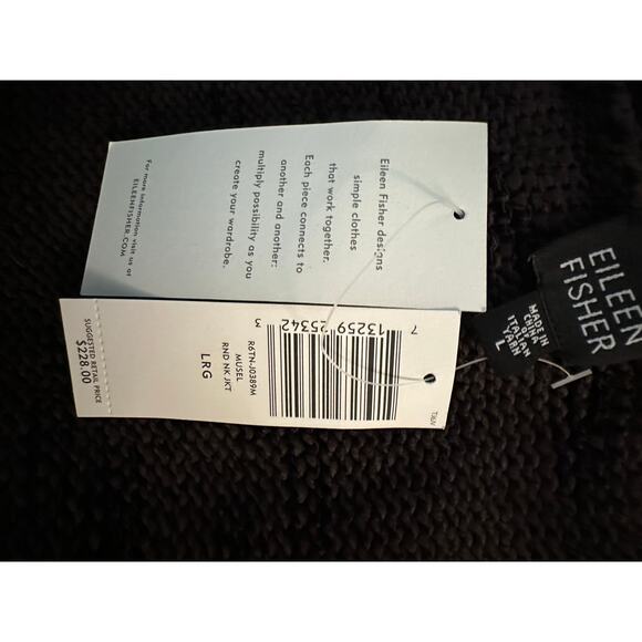 NWT Eileen Fisher Twisted CottonLinen Shimmer Sweater Jacket Size L QuietLuxury - Picture 8 of 8